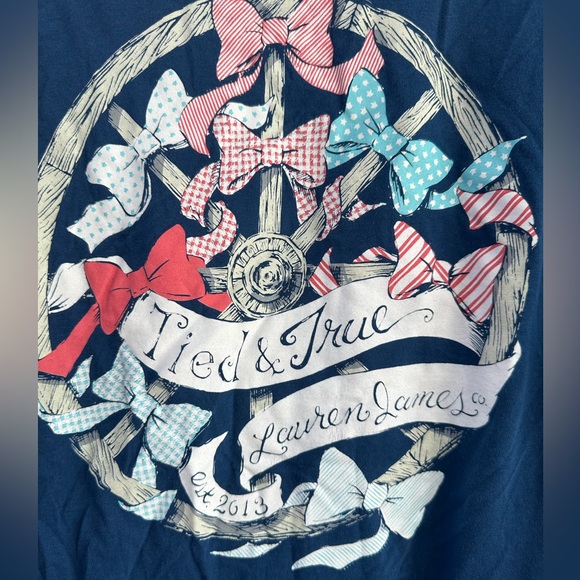 Lauren James navy Long sleeve t shirt small Tied and True Bows - Picture 3 of 5